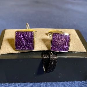 Jos A Bank Purple Paisley Cufflinks